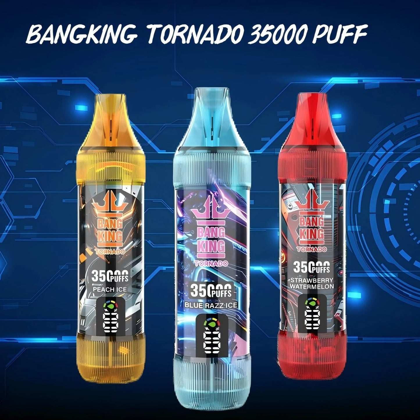 BANGKING 35000 PUFFS Bulk Sale Cheaper Disposable Tornado Vape-1000mAh Battery. 23ml E-liquid. Multiple Nicotine 10 Flavors