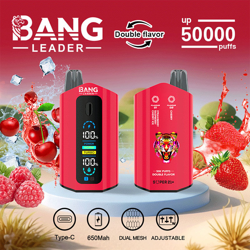 Bang Leader 50000 Disposable Vape - 50K Puffs. 36mBang Leader 50000 Puffs Disposable Vape (0% to 5% Nicotine) – Dual Pods(20mL+20mL) Unmatched Performance 650mAh battery 12 Flavors &nbsp;l E-Liquid (0-5% Nicotine) 36mL650mAh 12 Flavors