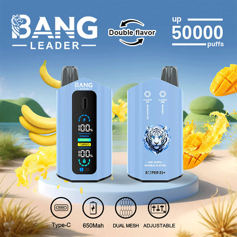Bang Leader 50000 Disposable Vape - 50K Puffs. 36mBang Leader 50000 Puffs Disposable Vape (0% to 5% Nicotine) – Dual Pods(20mL+20mL) Unmatched Performance 650mAh battery 12 Flavors &nbsp;l E-Liquid (0-5% Nicotine) 36mL650mAh 12 Flavors