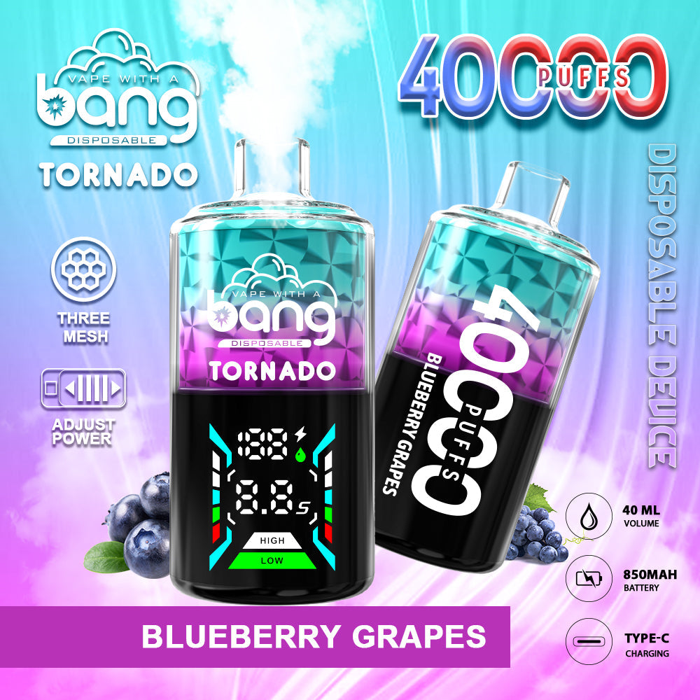 Bang Tornado 40000 Puffs Disposable Vape – 850mAh Battery. 40ml E-liquid. Multiple Nicotine 12 Flavors