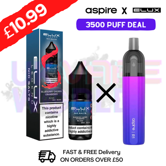 Blaubeere-Kirsche-Cranberry ELUX LEGEND Salz 3500 Push x Aspire Einweg-Kit