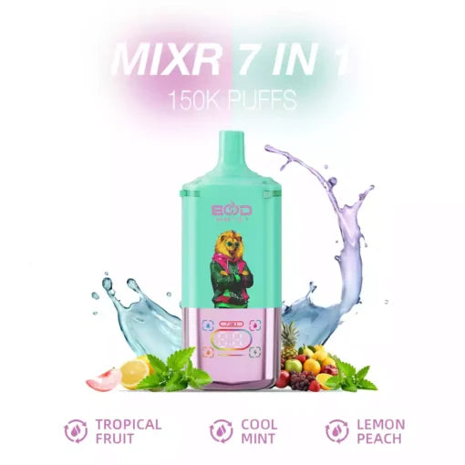 BOOD MIXR 7 in 1 150K Disposable Vapes Wholesale Bulk Buy 150000 Puffs Tri Tank Dual Mesh Coil  Taste Switching