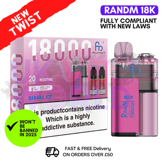 Banana Ice RandM Tornado 18K 18000 Puff Vape Kit