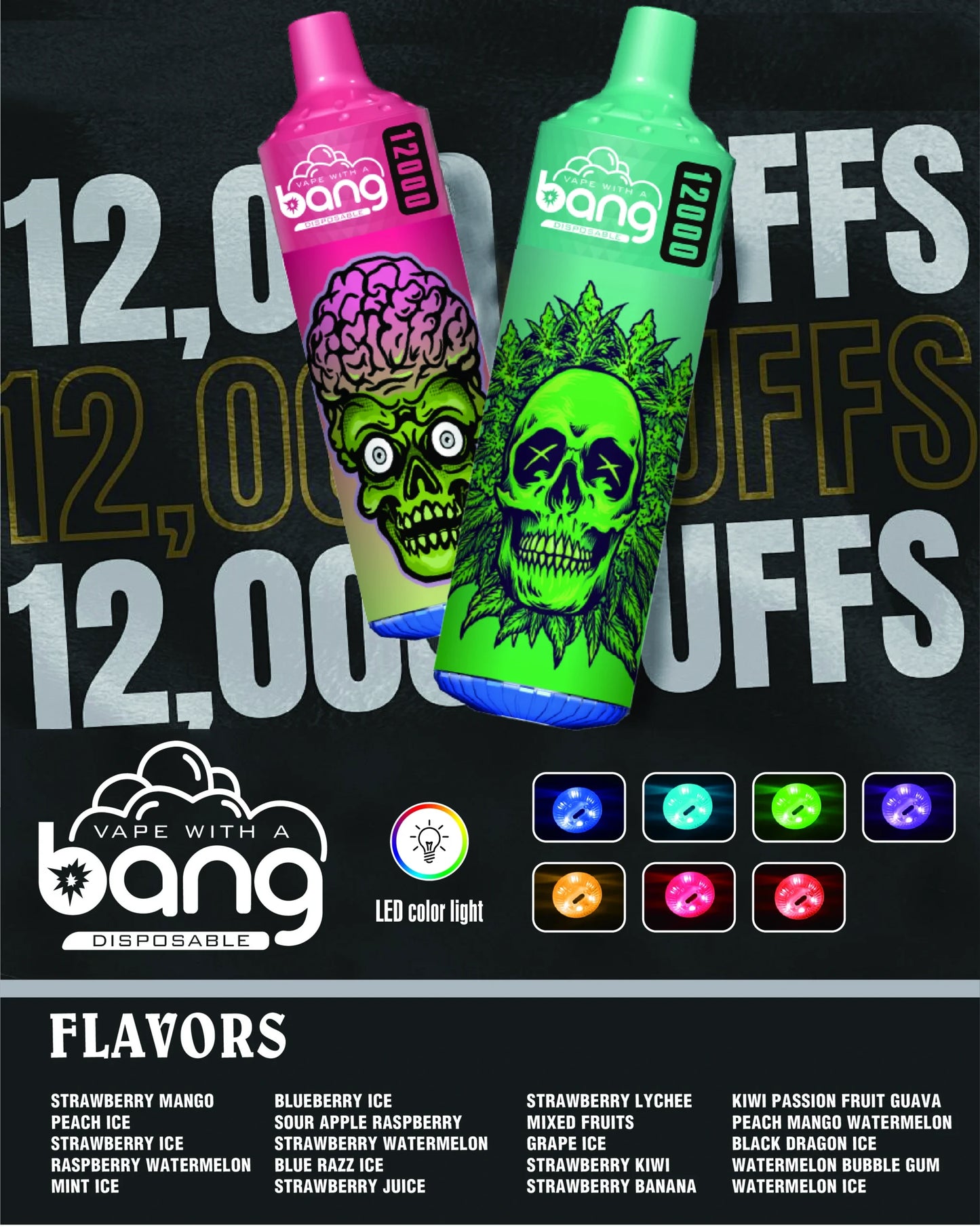BANG 12000 Puffs Bulk Buy Rechargeable Disposable Vapes Wholesale