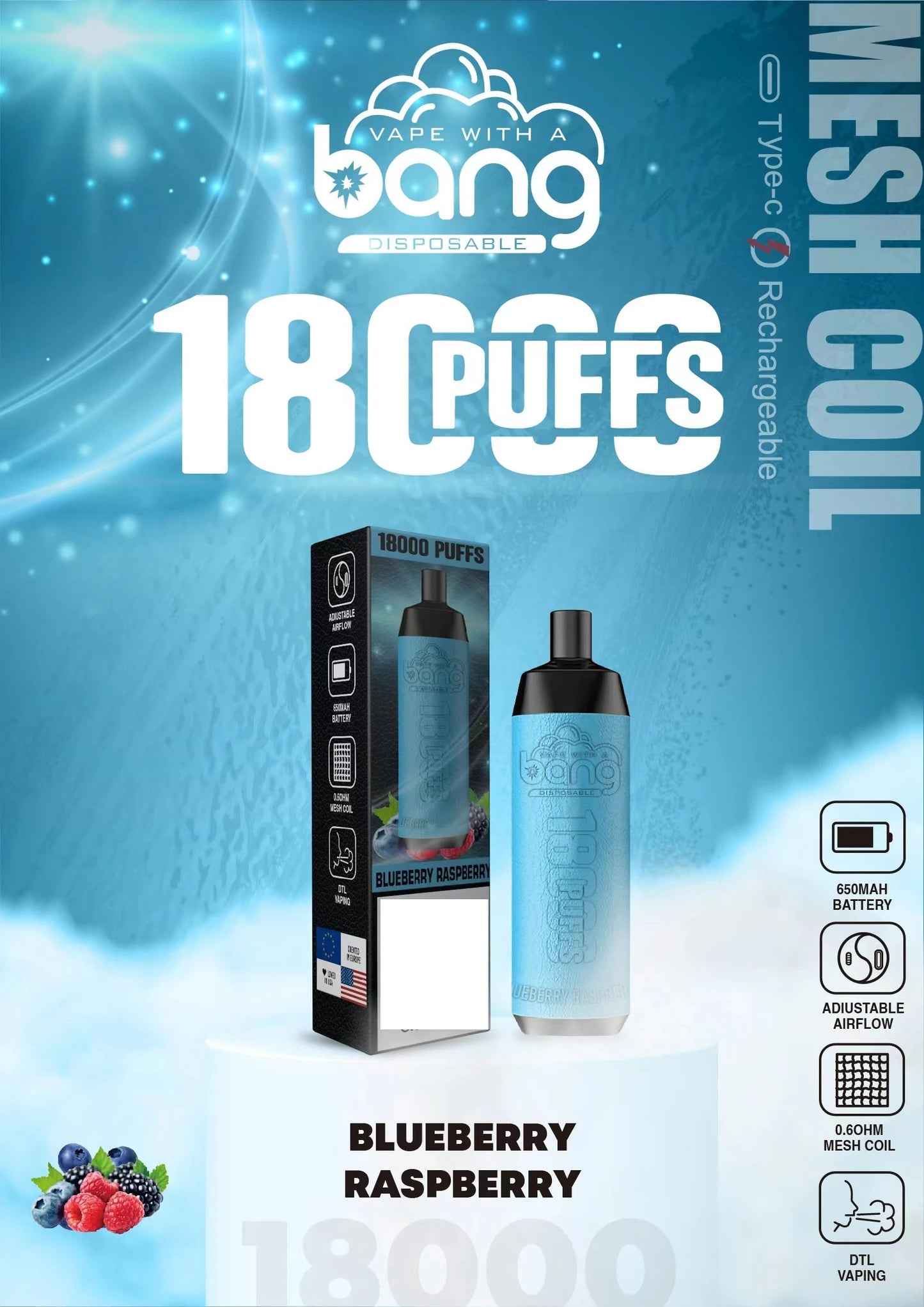 BANG Crown Bar 18000 Puffs Bulk Buy Rechargeable Disposable Vapes Wholesale