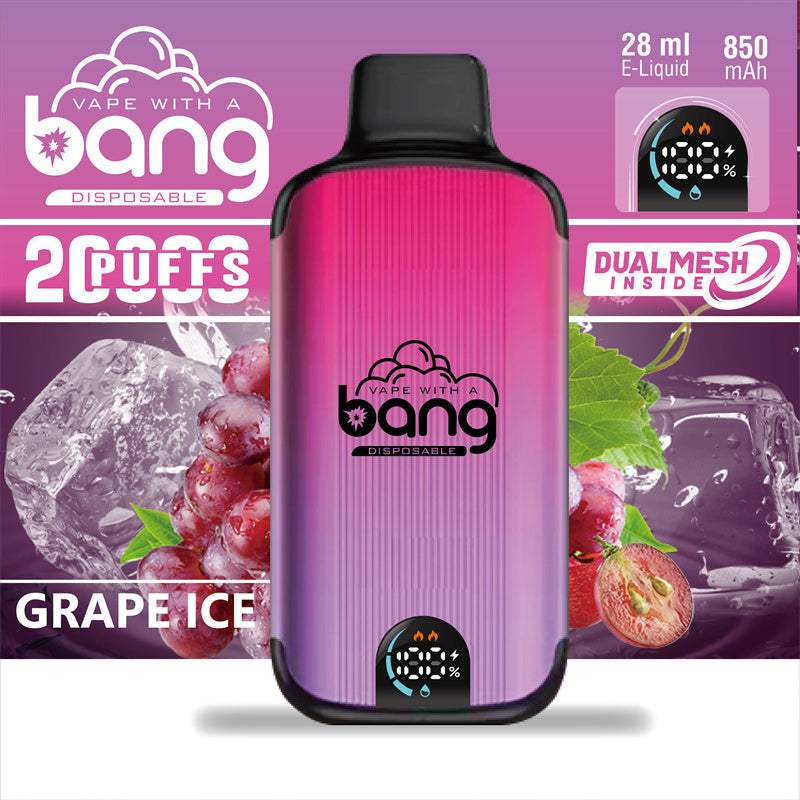 Bang 20000 Puffs Vape 20K Disposable Vape Pen(0% to 5% Nicotine)E Cigarette Prefilled 25ml 650mAh Battery 12 Flavors