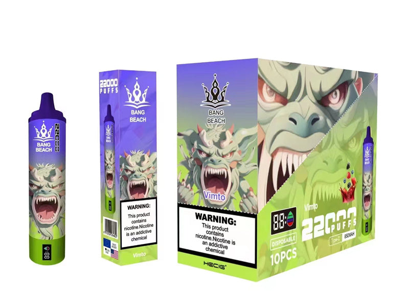 Bang Beach 22000 Puffs Disposable Electronic Cigarette Puff 22k With Smart Screen 36ml-850mAh Battery. 40ml E-liquid. Multiple Nicotine 12 Flavors