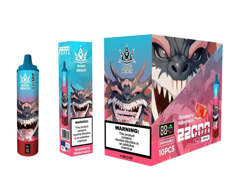 Bang Beach 22000 Puffs Disposable Electronic Cigarette Puff 22k With Smart Screen 36ml-850mAh Battery. 40ml E-liquid. Multiple Nicotine 12 Flavors
