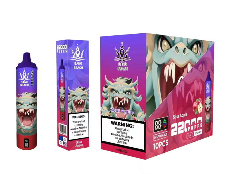 Bang Beach 22000 Puffs Disposable Electronic Cigarette Puff 22k With Smart Screen 36ml-850mAh Battery. 40ml E-liquid. Multiple Nicotine 12 Flavors