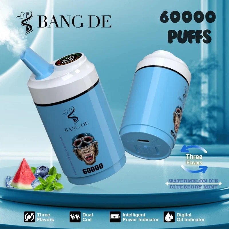 Bang DE 60K 3 in 1 Flavors Hot-Selling Model Wholesale Deal-850mAh battery. 60ml E-liquid. Multiple Nicotine 12 Flavors