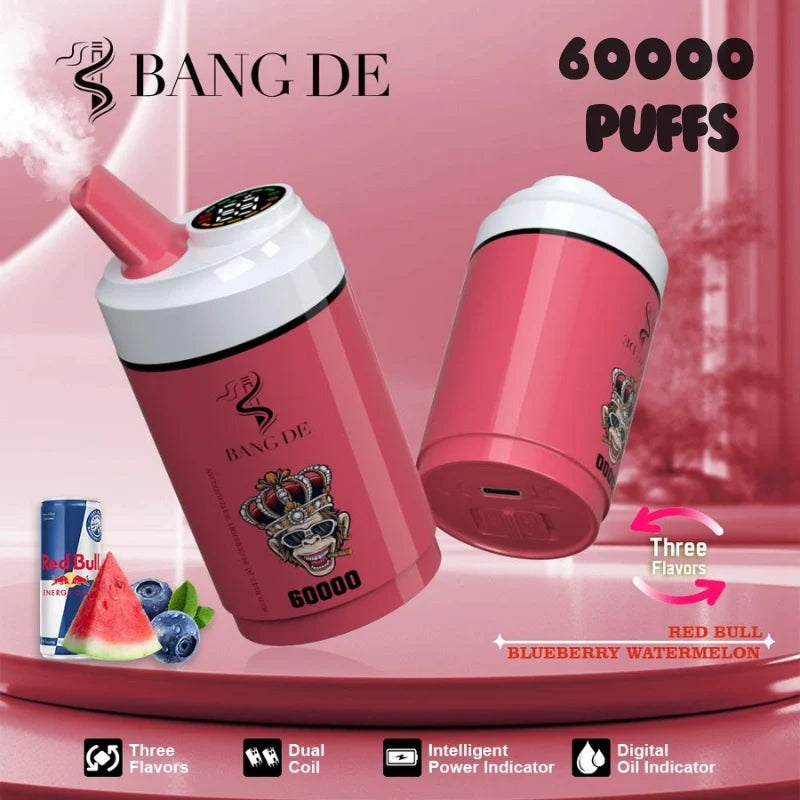 Bang DE 60K 3 in 1 Flavors Hot-Selling Model Wholesale Deal-850mAh battery. 60ml E-liquid. Multiple Nicotine 12 Flavors