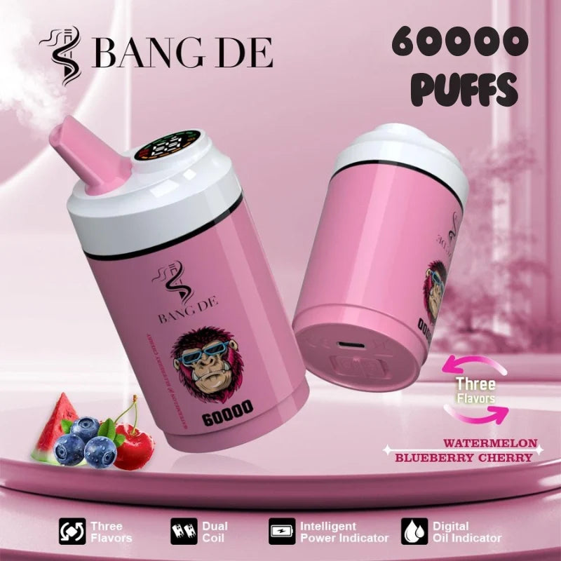Bang DE 60K 3 in 1 Flavors Hot-Selling Model Wholesale Deal-850mAh battery. 60ml E-liquid. Multiple Nicotine 12 Flavors