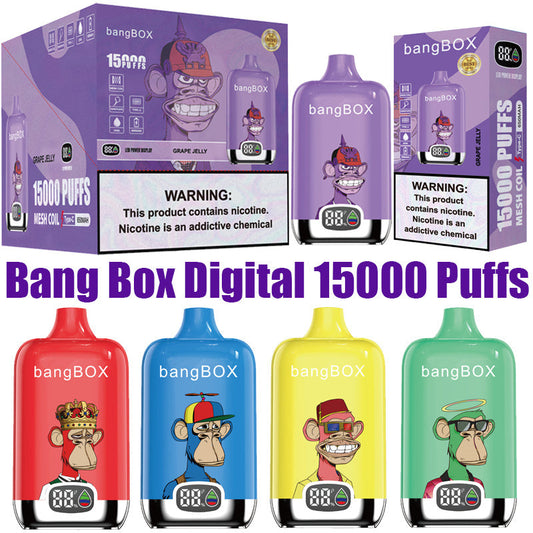 Bang King 15000 Puffs Digital Screen 15k Puff Smart Display Disposable Vape Rechargeable 0% 2% 5% Vaping 20 Flavors