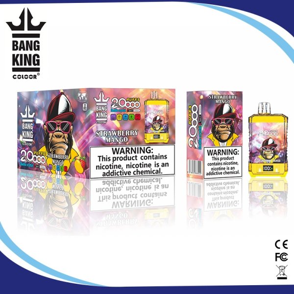 Bang King 20000 Puffs Double Crystal Vape Disposable Electronic Cigarettes Digital Display Puff 20k-650mAh Battery. 25ml E-liquid. Multiple Nicotine 12 Flavors