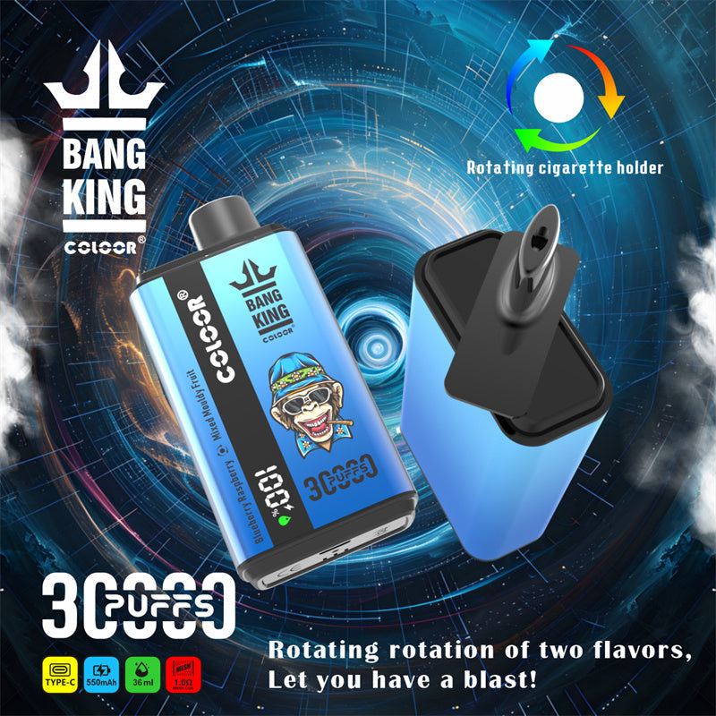 Bang King 30000 Puff Disposable E-Cigarette Vape Double Flavor Digital Display Bang 30k Puff Vaper-550mAh Battery. 36ml E-liquid. Multiple Nicotine 12 Flavors
