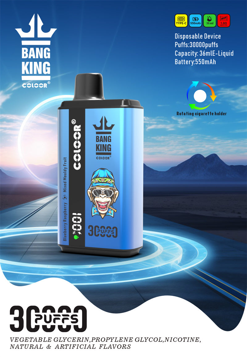 Bang King 30000 Puff Disposable E-Cigarette Vape Double Flavor Digital Display Bang 30k Puff Vaper-550mAh Battery. 36ml E-liquid. Multiple Nicotine 12 Flavors