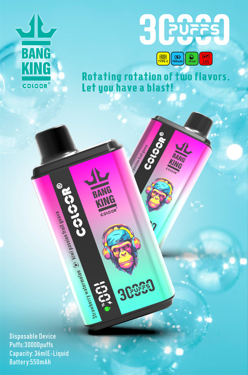 Bang King 30000 Puff Disposable E-Cigarette Vape Double Flavor Digital Display Bang 30k Puff Vaper-550mAh Battery. 36ml E-liquid. Multiple Nicotine 12 Flavors