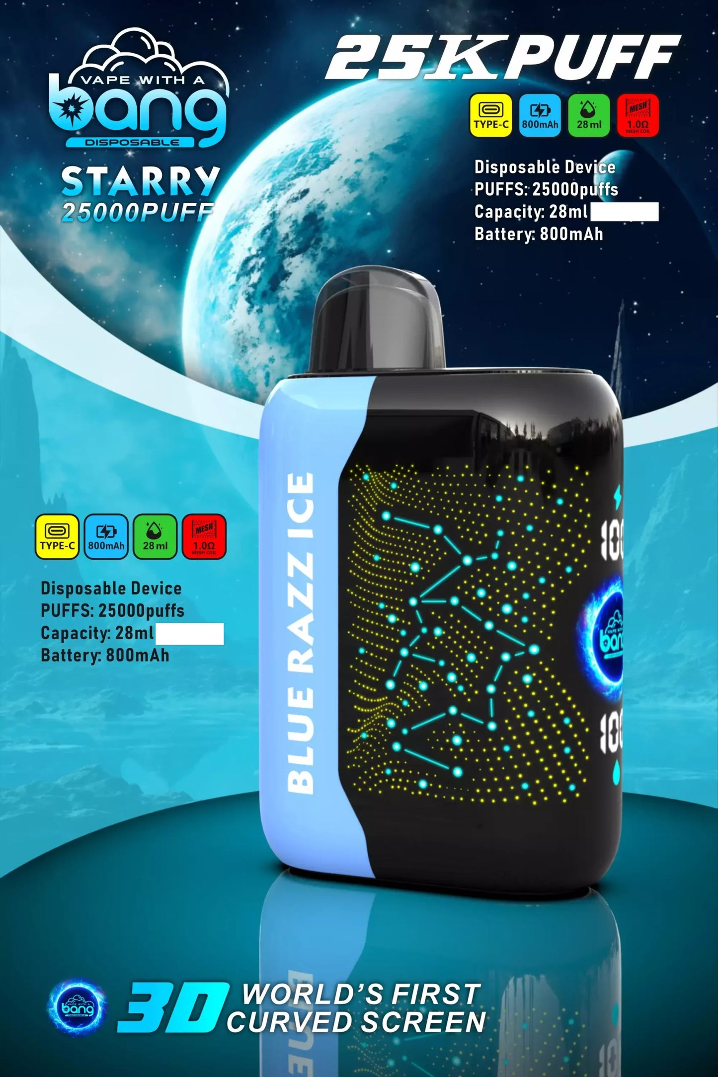 BANG Starry 25000 Puffs 3D Curved Screen Bulk Buy Rechargeable Disposable Vapes Wholesale