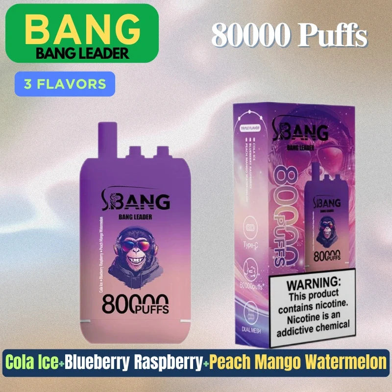 Bang leader 80000 Puffs Triple Flavors Disposable Price Super Sale-850mAh Battery. Multiple Nicotine 12 Flavors