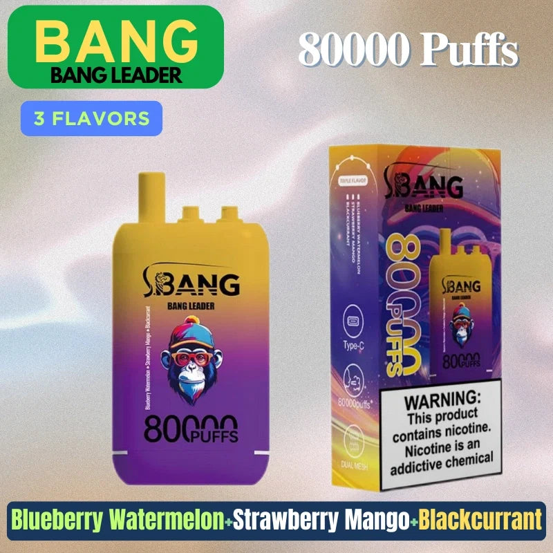 Bang leader 80000 Puffs Triple Flavors Disposable Price Super Sale-850mAh Battery. Multiple Nicotine 12 Flavors