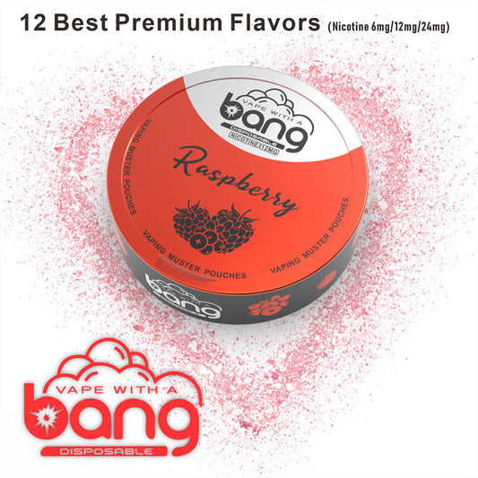 Bang Vaping Muster Pouches – 6mg/12mg/18mg Nicotine. 12 Flavors Available