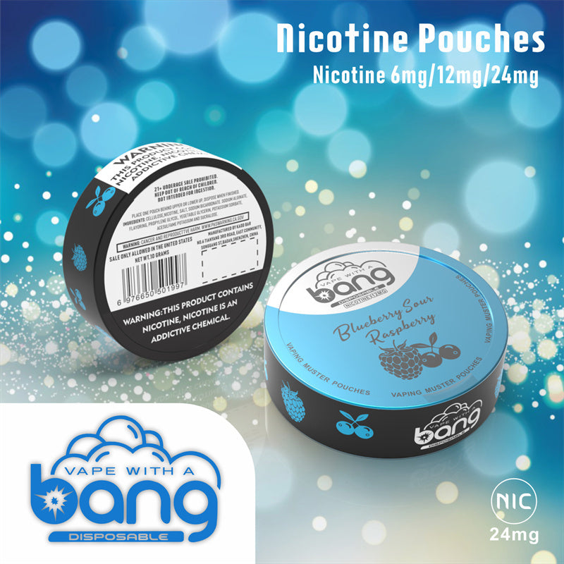 Bang Vaping Muster Pouches – 6mg/12mg/18mg Nicotine. 12 Flavors Available
