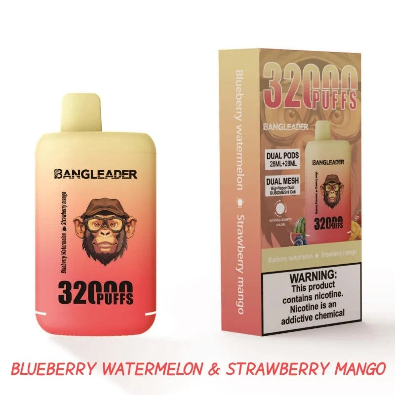 BANGLEADER 32000 PUFFS DUAL FLAVORS Vape Good Sale Discount Price-650mAh Battery. 28ml E-liquid. Multiple Nicotine 12 Flavors