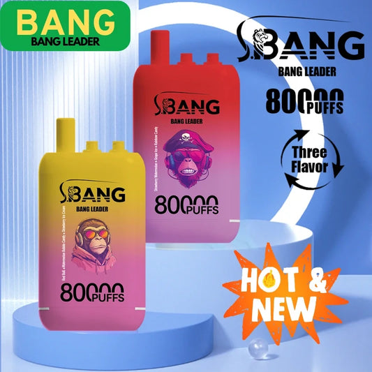 Bang leader 80000 Puffs Triple Flavors Disposable Price Super Sale-850mAh Battery. Multiple Nicotine 12 Flavors