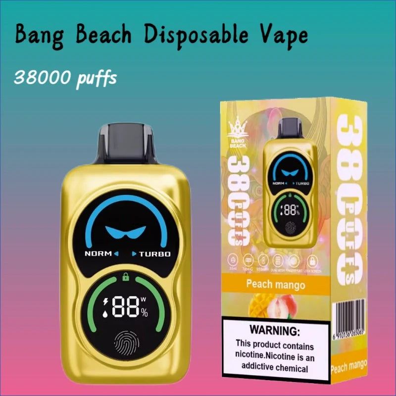 Bang Beach 38000 Diposable Vape Discount Price Good Sale Vape-850mAh Battery. 38ml E-liquid. Multiple Nicotine 12 Flavors