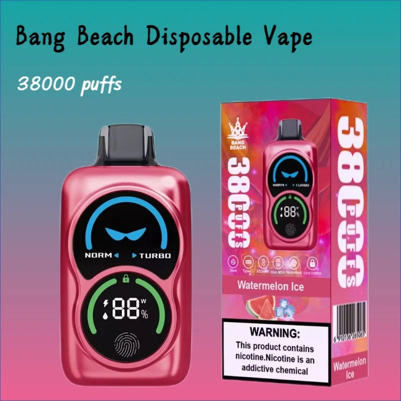 Bang Beach 38000 Diposable Vape Discount Price Good Sale Vape-850mAh Battery. 38ml E-liquid. Multiple Nicotine 12 Flavors