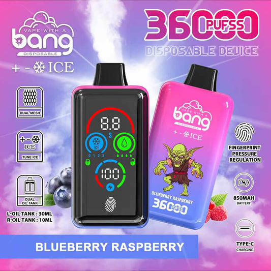 Bang ICE Einweg-E-Zigarette für 36.000 Züge (0 % bis 5 % Nikotin) – 36 ml E-Liquid, 850-mAh-Akku