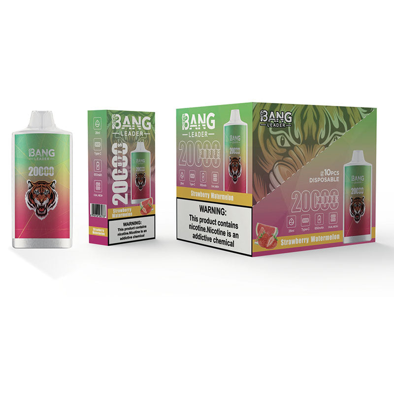 Bang Leader 20000 Puffs Disposable Vape – 650mAh Battery. 28mL E-Liquid. 0% to 5% Nicotine Options 12 Flavors
