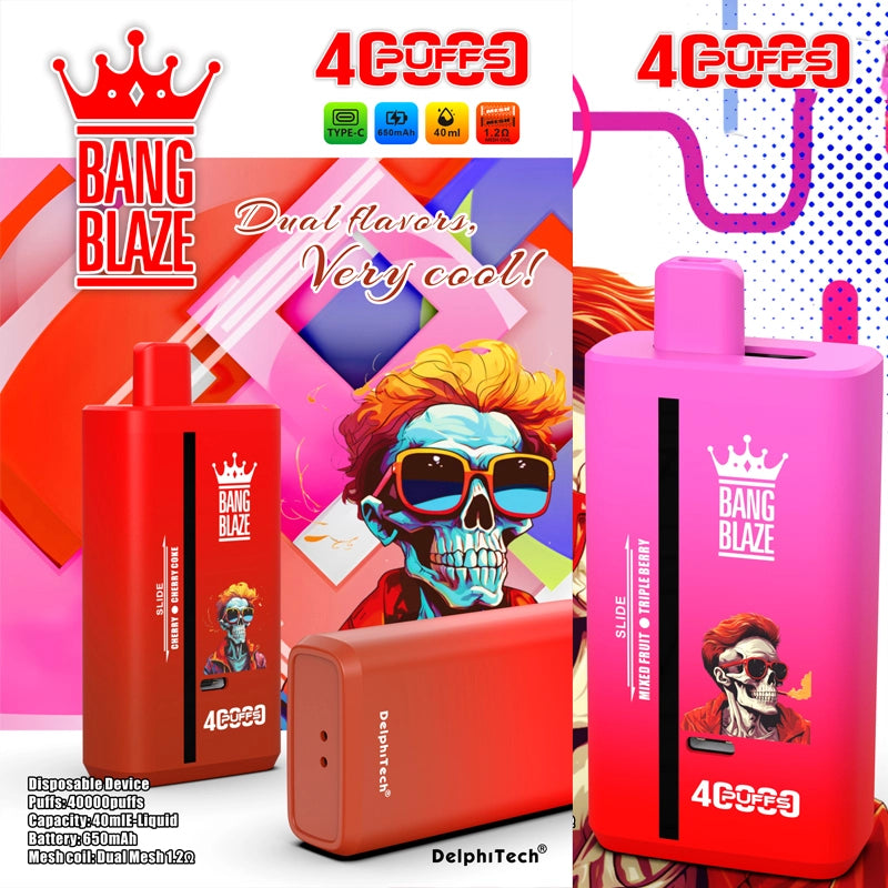Bang Blaze 40000 Dual Flavors Disposable Vape - 40ml E-Liquid. 650mAh Battery 12 Flavors