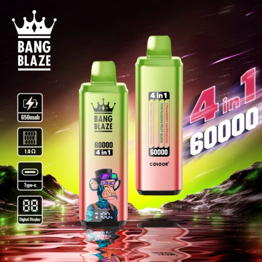 BANG BLAZE 4 In 1 60000 Puffs Disposable Vape Wholesale-650mAh Battery. 56ml E-liquid. Multiple Nicotine 12 Flavors