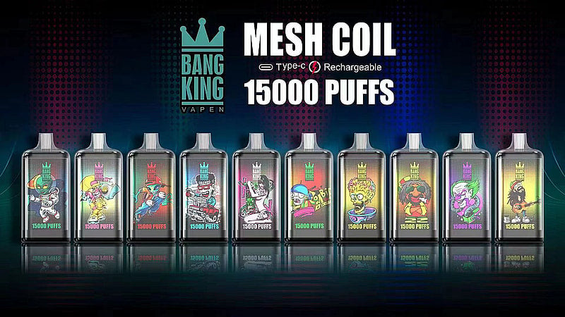 Bang King 15000 Puffs 0% 2% 3% 5% Nicotine Rechargeable Disposable Pod-650mAh Battery. 25ml E-liquid. Multiple Nicotine 20 Flavors