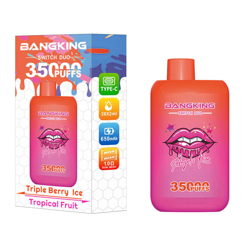 Bang King 35000 Puffs Disposable Vape(0% to 5% Nicotine) - 36ml E-Liquid. 650mAh Battery Summer 12 Flavors