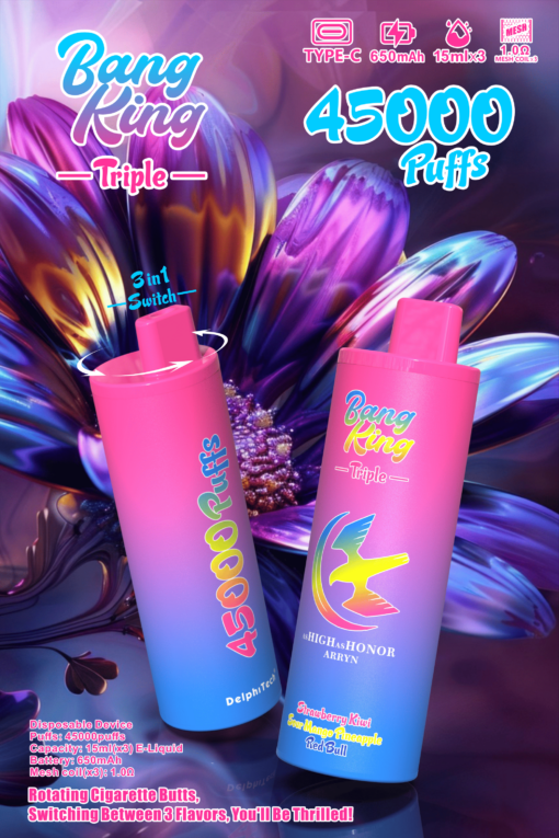Bang King Triple 45000 Puffs Disposable Vape - 3*15ml E-Liquid. 650mAh Battery 12 Flavors