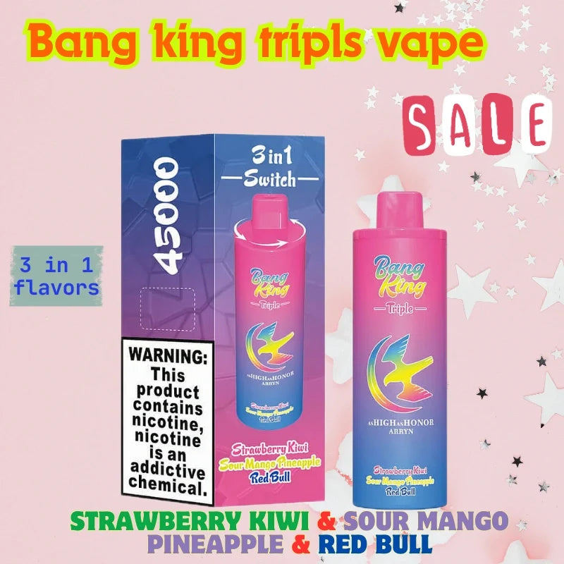 BANGKING TRIPLE 45K PUFFS Best Price for Bulk Orders Hot Sale-650mAh Battery. 45ml E-liquid. Multiple Nicotine 10 Flavors