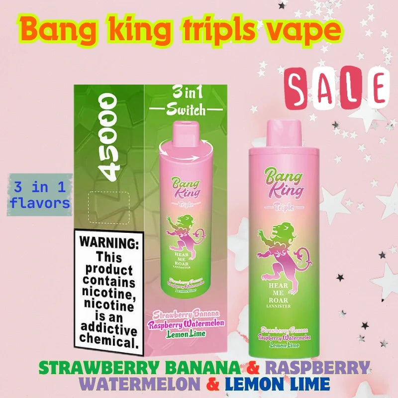 BANGKING TRIPLE 45K PUFFS Best Price for Bulk Orders Hot Sale-650mAh Battery. 45ml E-liquid. Multiple Nicotine 10 Flavors