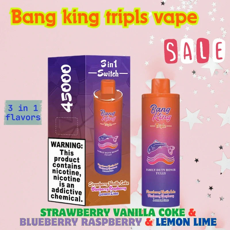 BANGKING TRIPLE 45K PUFFS Best Price for Bulk Orders Hot Sale-650mAh Battery. 45ml E-liquid. Multiple Nicotine 10 Flavors