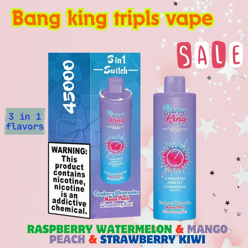 BANGKING TRIPLE 45K PUFFS Best Price for Bulk Orders Hot Sale-650mAh Battery. 45ml E-liquid. Multiple Nicotine 10 Flavors