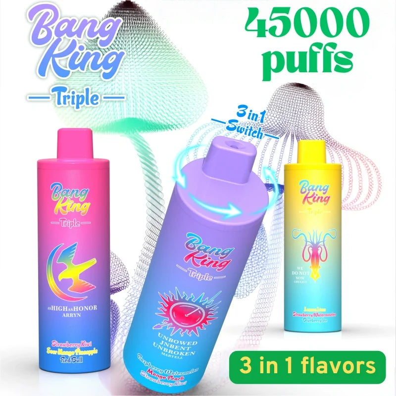 BANGKING TRIPLE 45K PUFFS Best Price for Bulk Orders Hot Sale-650mAh Battery. 45ml E-liquid. Multiple Nicotine 10 Flavors