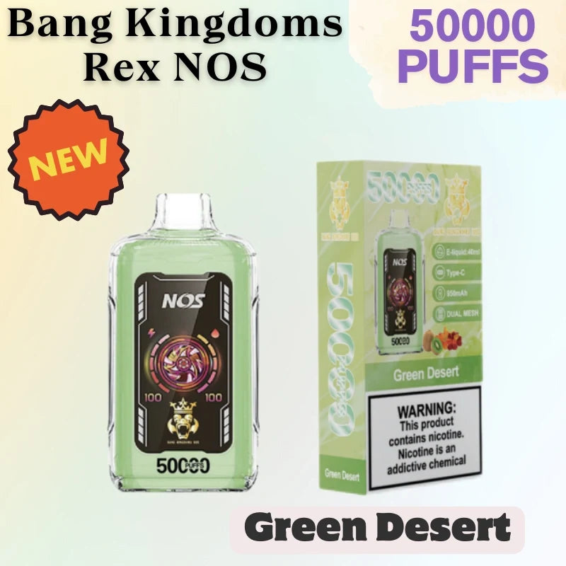 Bang Kingdoms Rex NOS 50k Crystal Vape Best Seller Discounted Price-950mAh battery. 40ml E-liquid. Multiple Nicotine 10 Flavors