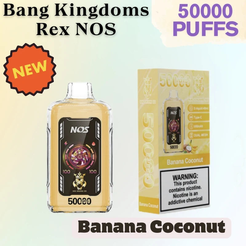 Bang Kingdoms Rex NOS 50k Crystal Vape Best Seller Discounted Price-950mAh battery. 40ml E-liquid. Multiple Nicotine 10 Flavors