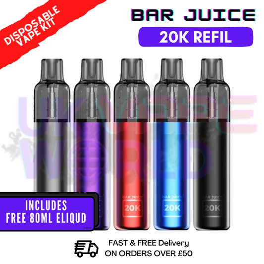 Bar Juice 20.000 Puff 20K Refillable Disposable Kit | FREE 80ML Eliquid