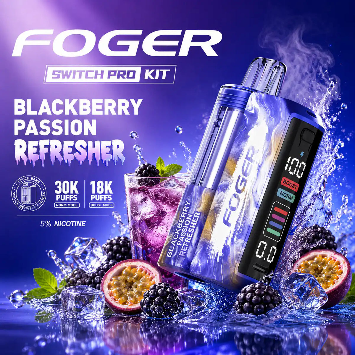Blackberry Passion Refresher - Foger Switch Pro 30K Disposable Kit