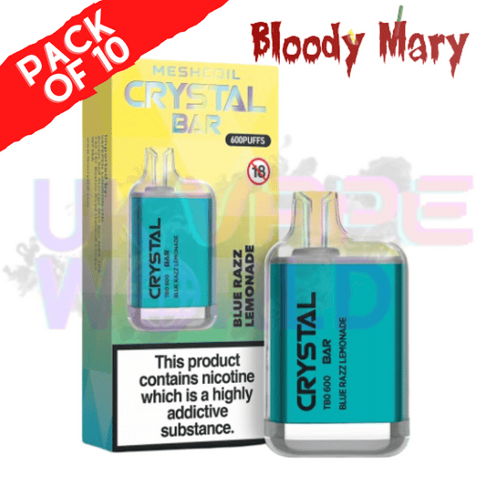 Blue Razz Lemonade - Bloody Mary CRYSTAL 600 Puffs, 10er-Packung