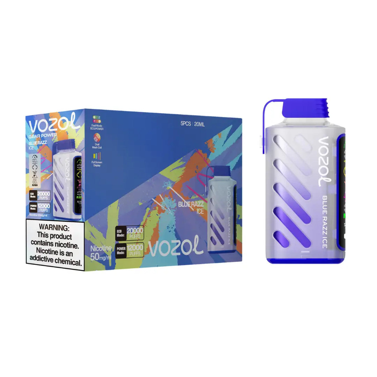 Blue Razz Ice Vozol Gear Power 20000