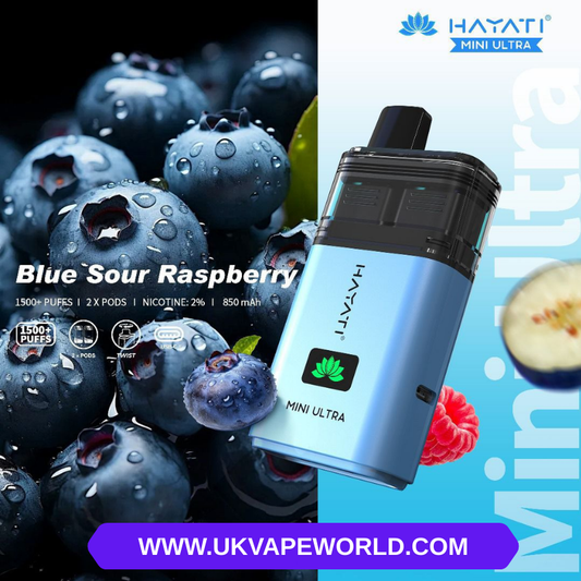 Hayati Mini Ultra Twist Bar mit blau-saurer Himbeer-Sorte (1500 Puffs)