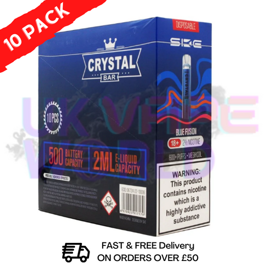 Blue Fusion - Crystal Bar Puffs 600 SKE Schachtel mit 10 Stück - 26,99 £